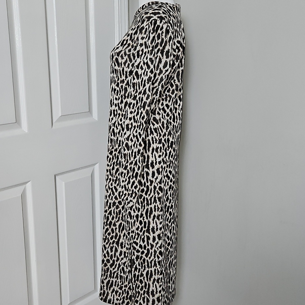 LOFT Petite Leopard Animal Print Long Sleeve Midi Sweater Dress MP Medium P - Picture 6 of 9